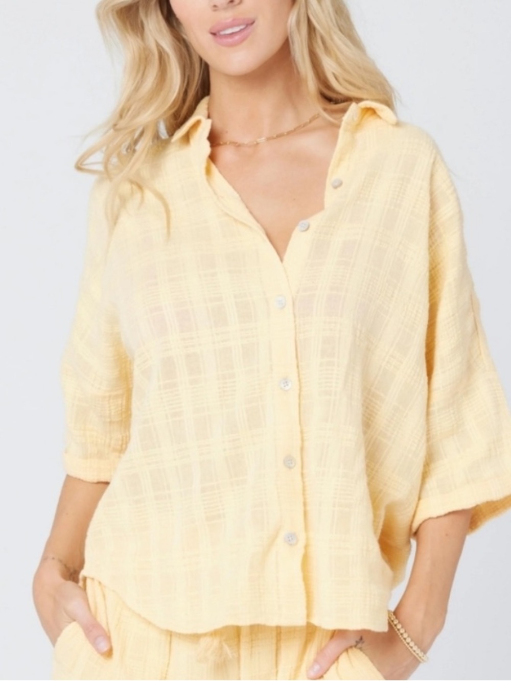 L*space Lightweight Yellow Button-Up Women’s Shirt